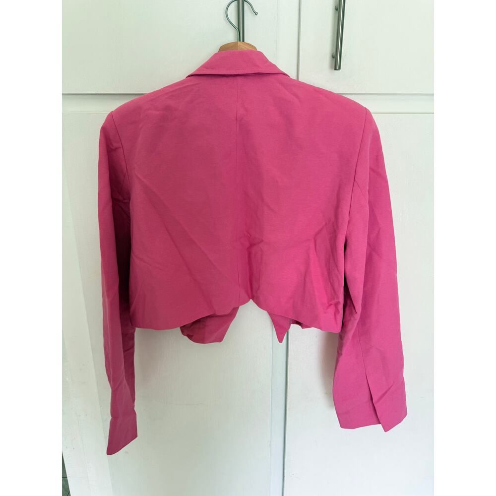 Zara Magenta Pink Cropped Open Front Blazer Size Large - Picture 7 of 7